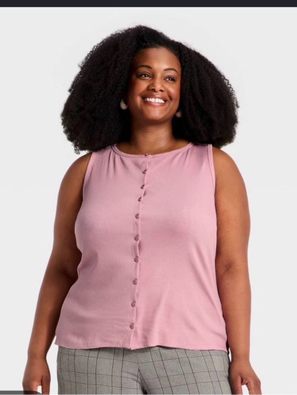 NWT A New Day Slim Fit Modern Ribbed Button-Front Tank Dusty Pink 4x